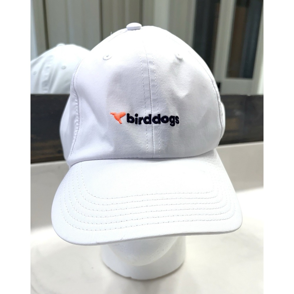 Birddogs Golf Hat Men's Strap Back White Baseball Cap Adjustable